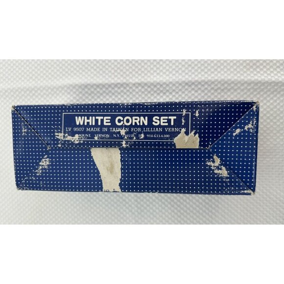 Vintage Lillian Vernon Set Of 4 White Ceramic Corn Holder Dishes W/holders - Picture 6 of 6